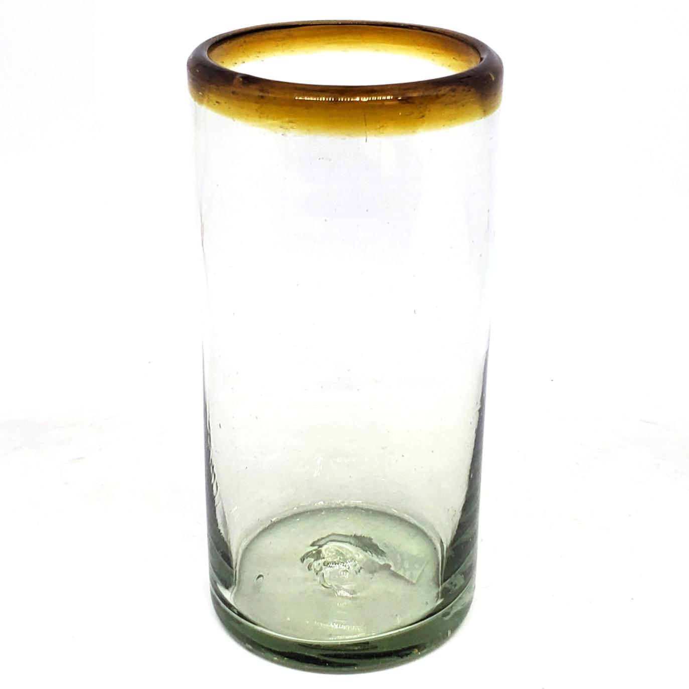 Sale Items / Amber Rim 20 oz Tall Iced Tea Glasses  / These huge glasses, bordered in amber color, will bring a clasic mexican touch to your parties.